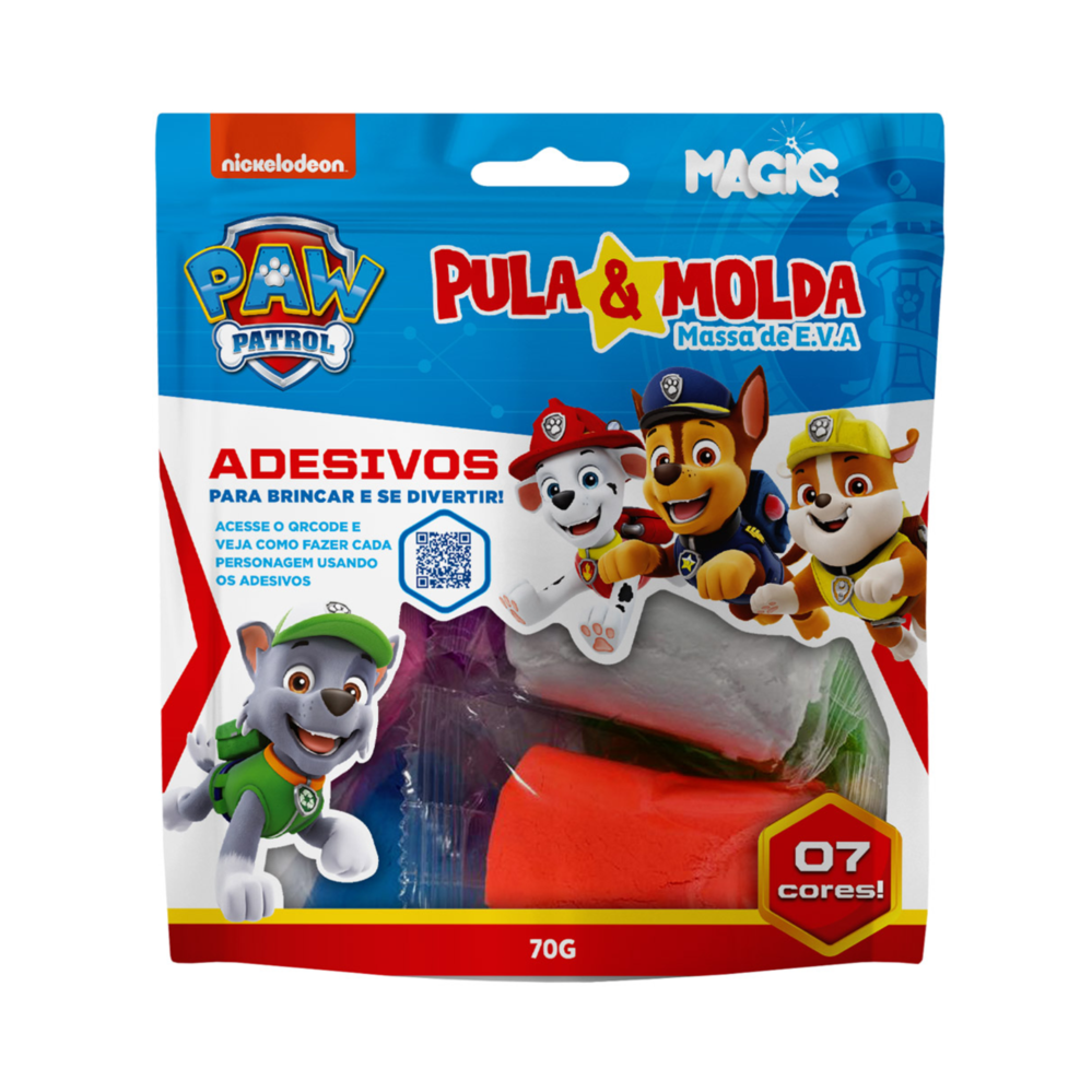 Magic Massa Pula e Molda 7 Cores Sortidas - 70g Patrulha Canina