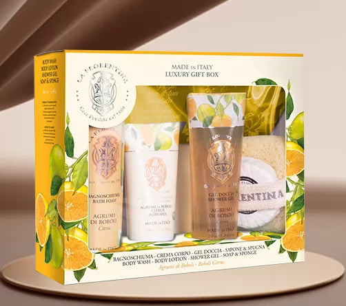 La Florentina Kit Spa Boboli Citrus Espuma de Banho 500ML + Sabonete 106g + Loção Corporal 200ML + Gel de Banho 250ML + Esponja