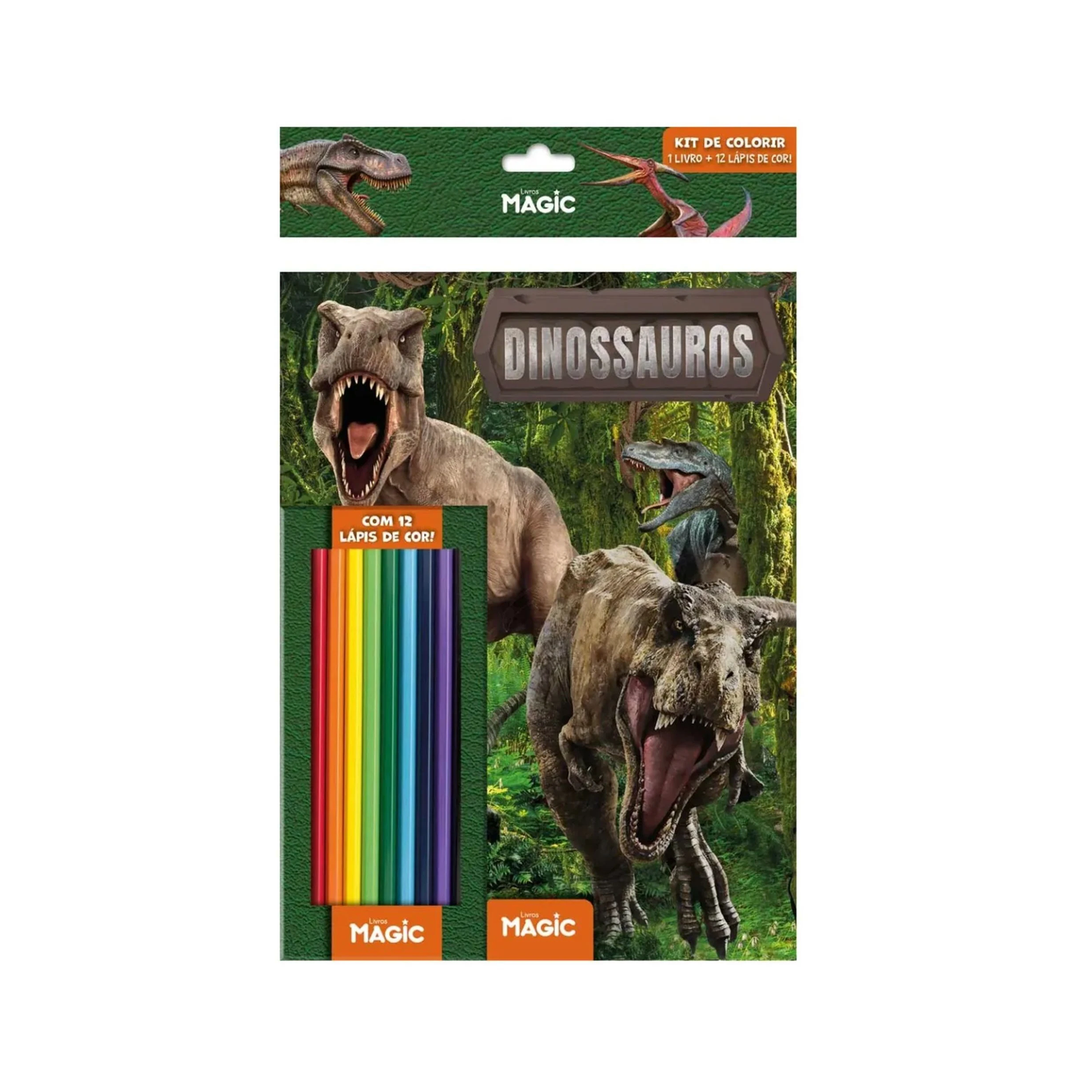 Magic Dinossauros - Kit de Colorir com 12 Lápis de Cor