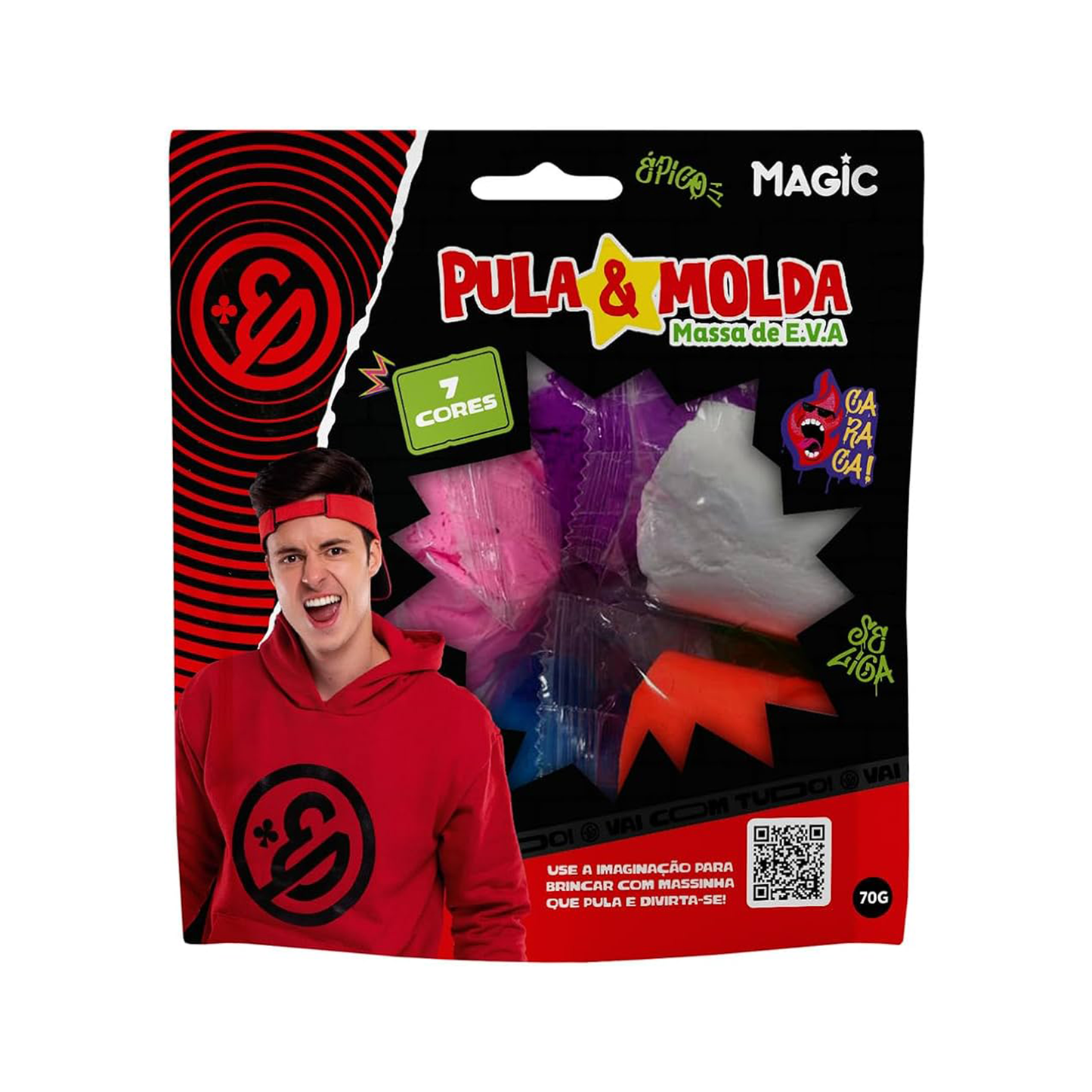 Magic Massa Pula e Molda Enaldinho - 7 Cores Sortidas 70g de Diversão
