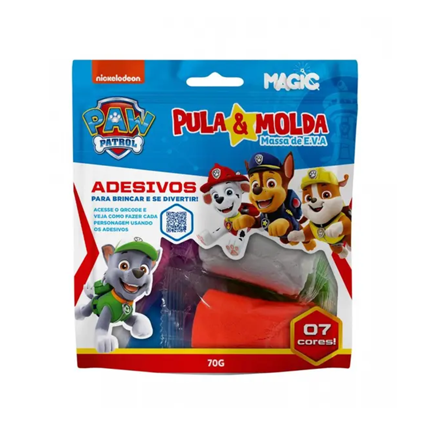 Magic Massa Pula e Molda 7 Cores Sortidas - 70 G Patrulha Canina Meninos