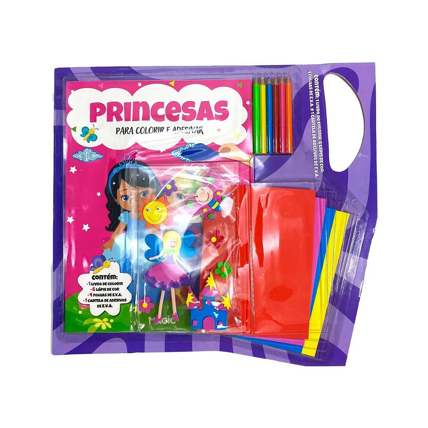 Magic Princesas - Lápis de Cor com Adesivos
