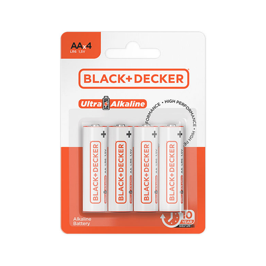 Black & Decker Pilha High Ultra Alkaline AA LR6 1.5V Display 12 Blisters 4 Unidades