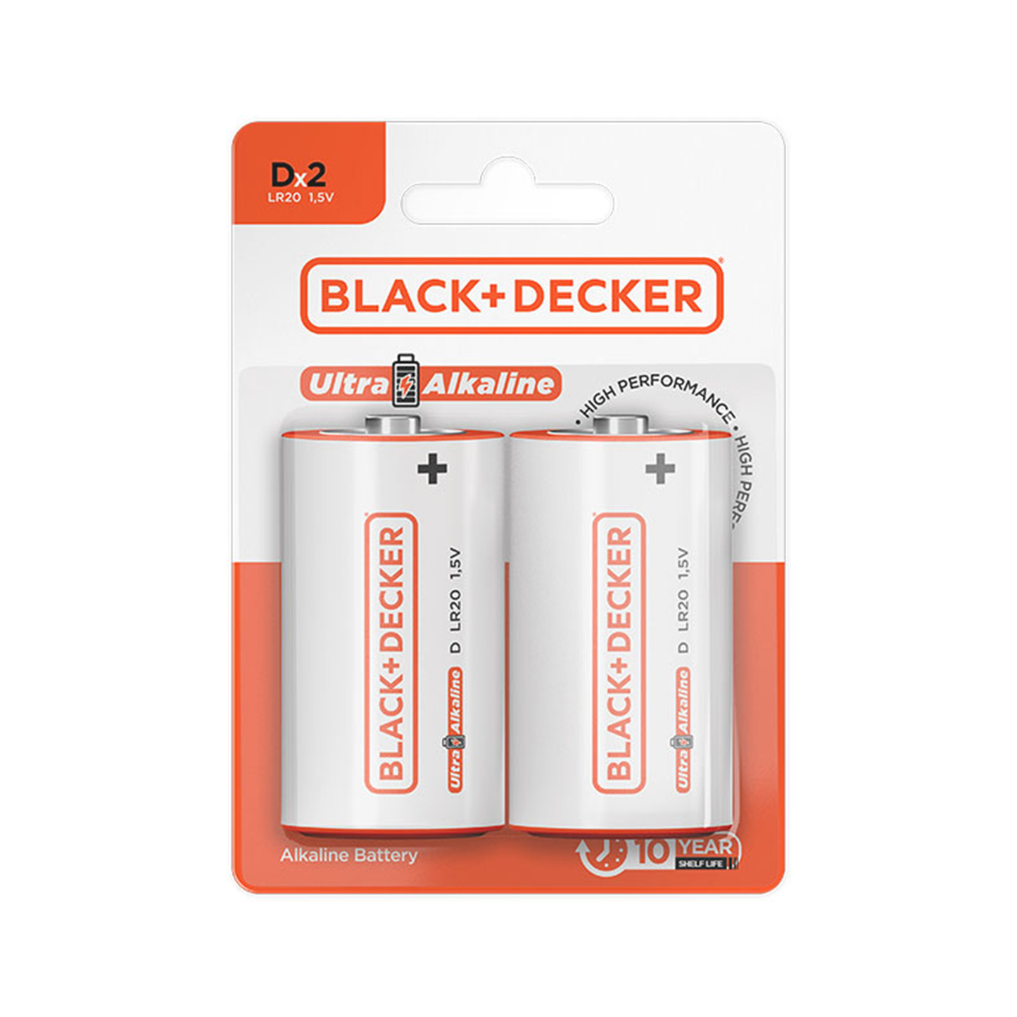 Black & Decker Pilha High Ultra Alkaline D LR20 1.5V Display 12 Blisters 2 Unidades