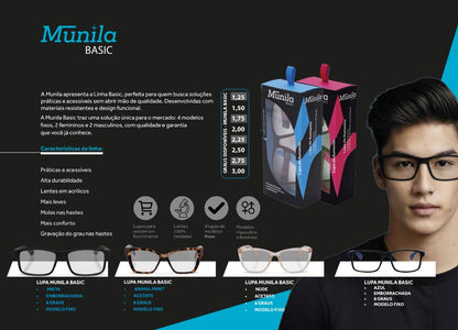 Munila Lupa de Leitura Basic Vermelha Masculina +1,50