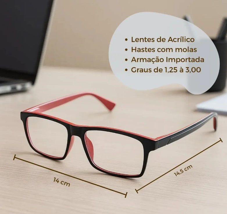 Munila Lupa de Leitura Basic Vermelha Masculina +3,00
