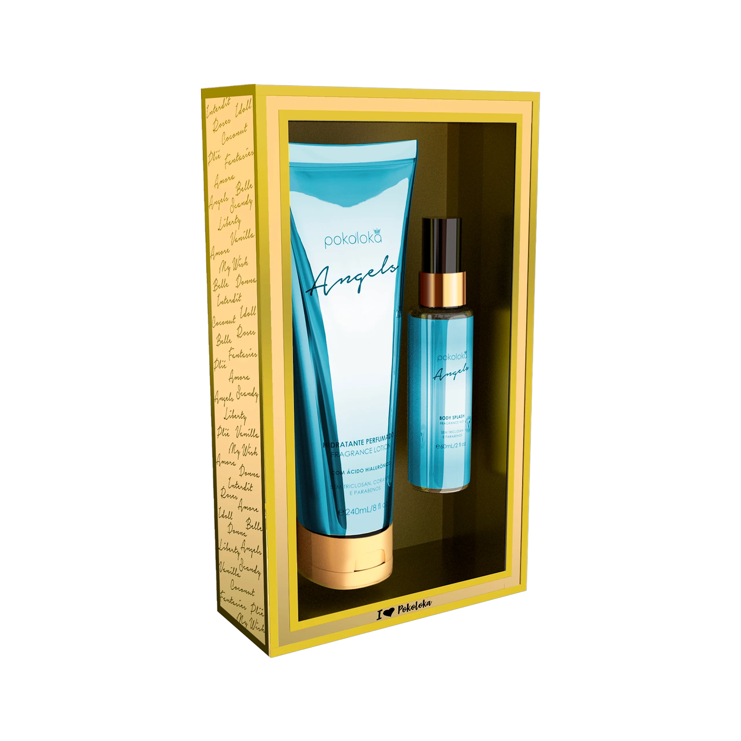 Pokoloka Kit Angels Gold - Hidratante 240ML + Body Splash 60ML Feminino