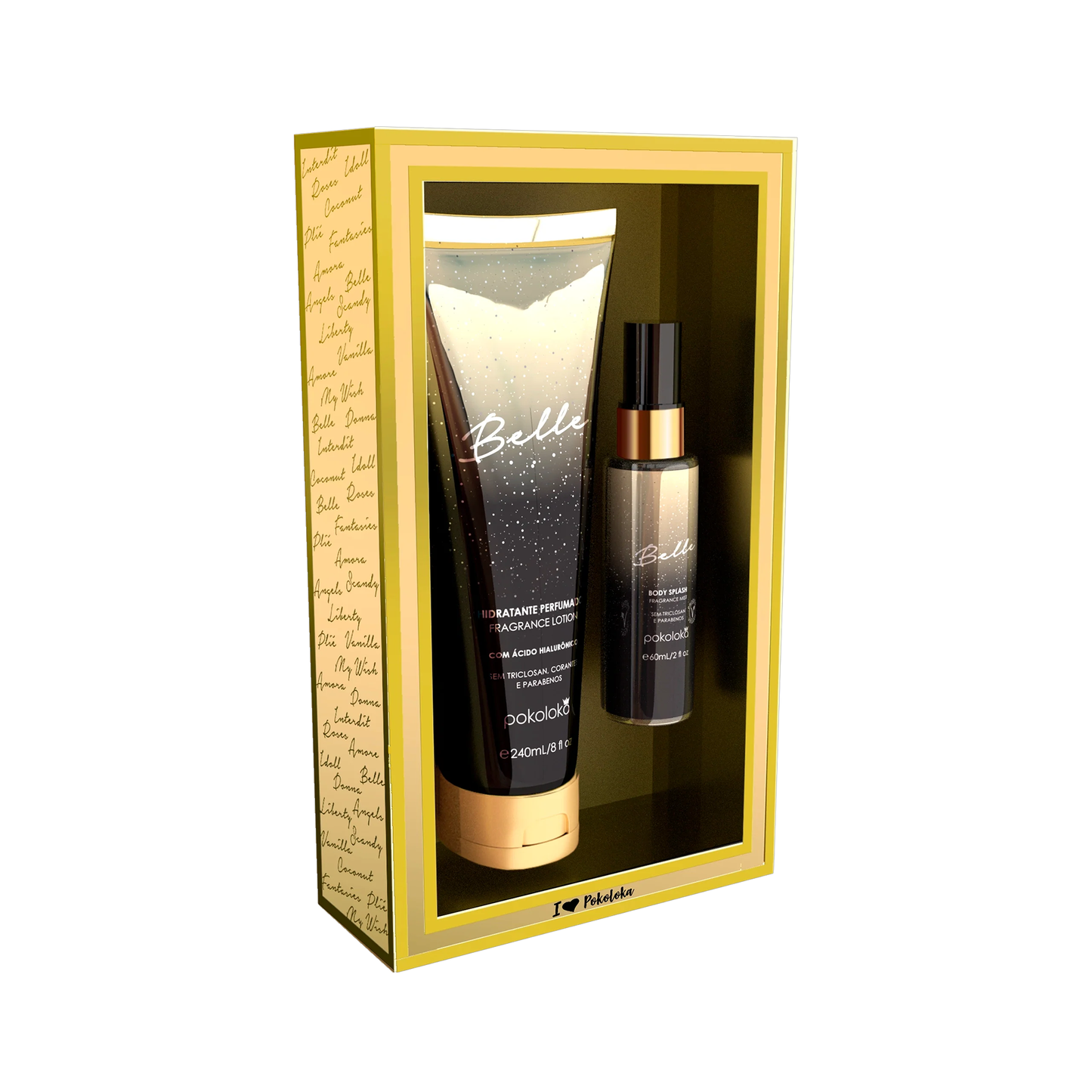 Pokoloka Kit Belle Gold - Hidratante 240ML + Body Splash 60ML Feminino