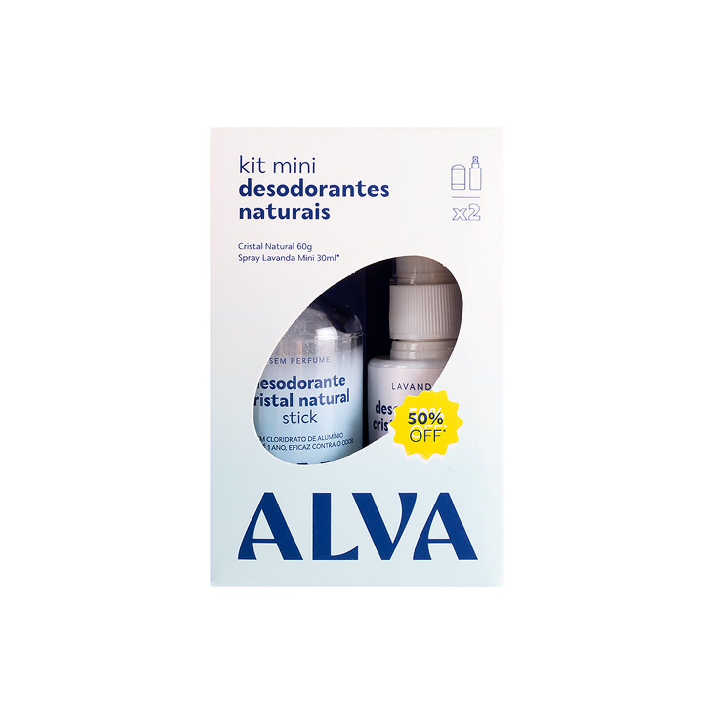 Alva Desodorante Natural - Kit Cristal 60G e Spray 30ML