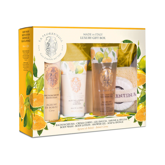 La Florentina Kit Spa Boboli Citrus Espuma de Banho 500ML + Sabonete 106g + Loção Corporal 200ML + Gel de Banho 250ML + Esponja