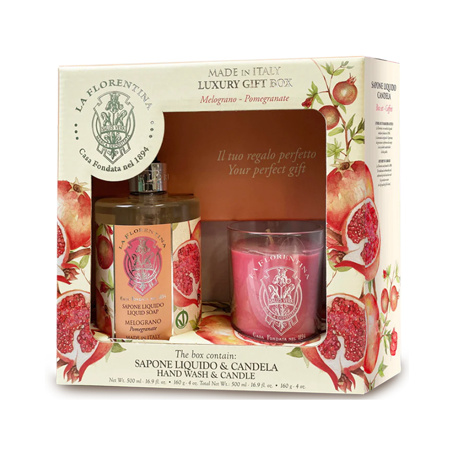 La Florentina Kit Bell Relax Romã Sabonete Liquido 500ML + Vela 160g