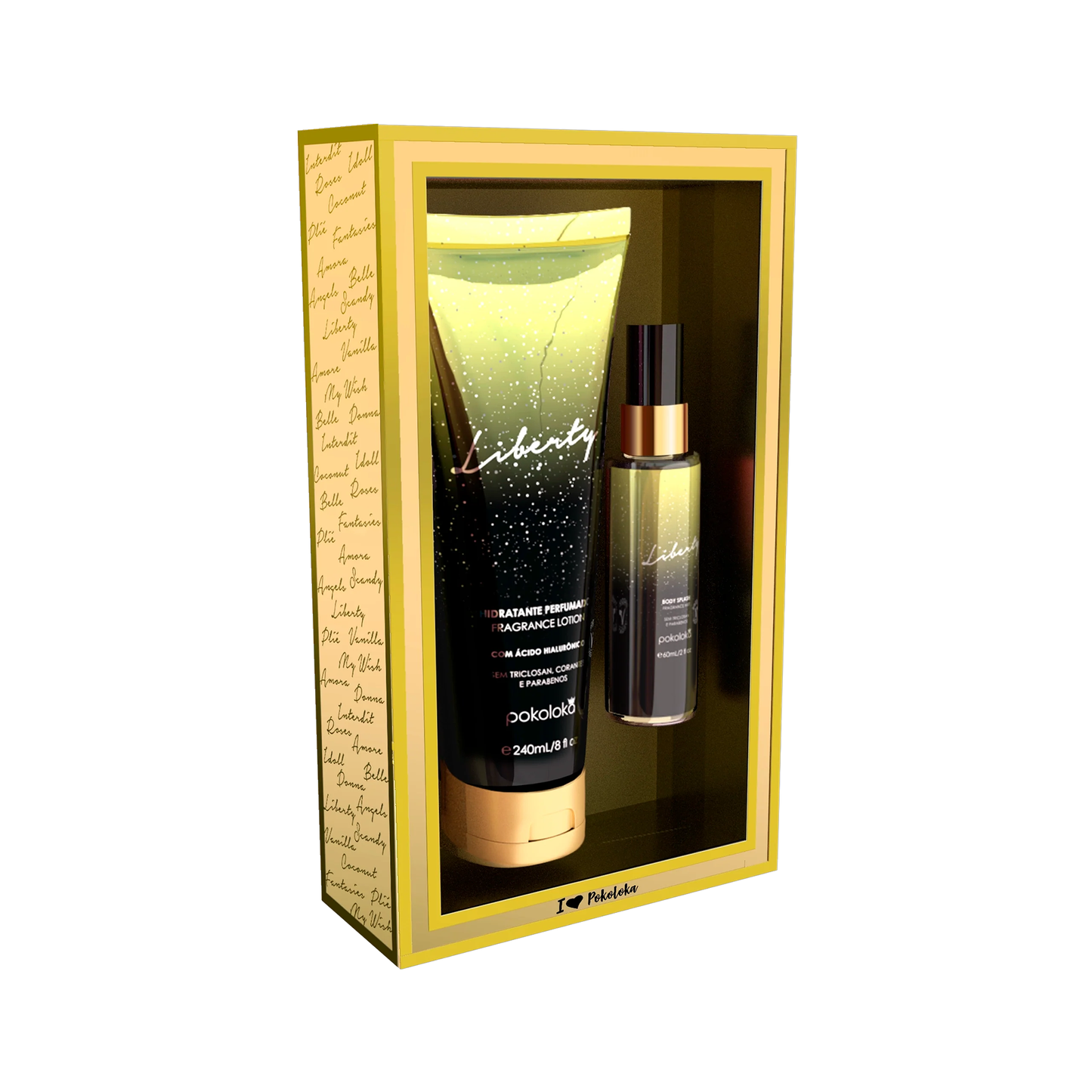 Pokoloka Kit Liberty Gold - Hidratante 240ML + Body Splash 60ML Feminino