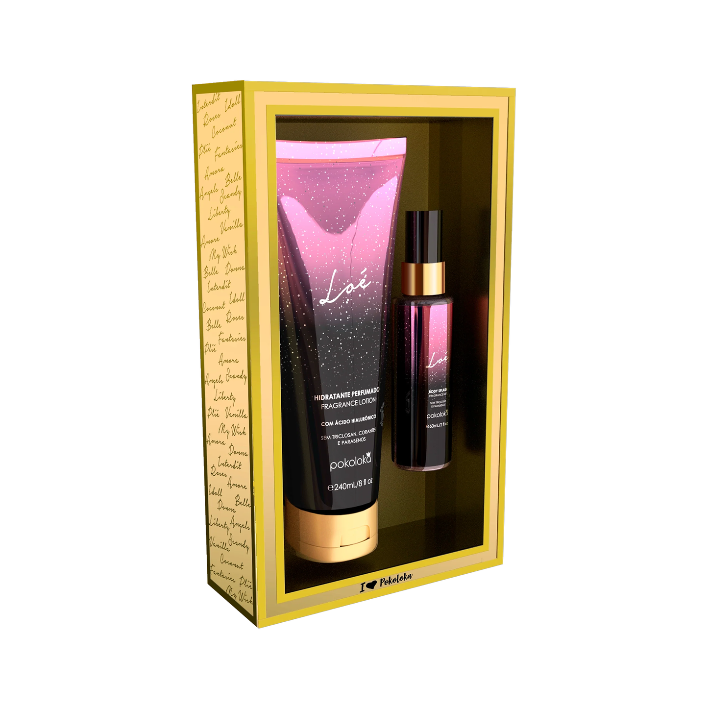Pokoloka Kit Loé Gold - Hidratante 240ML + Body Splash 60ML Feminino