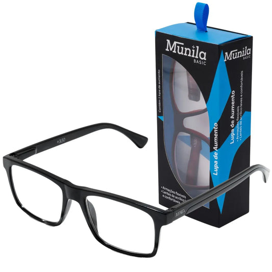 Munila Lupa de Leitura Basic Preta Masculina +3,00