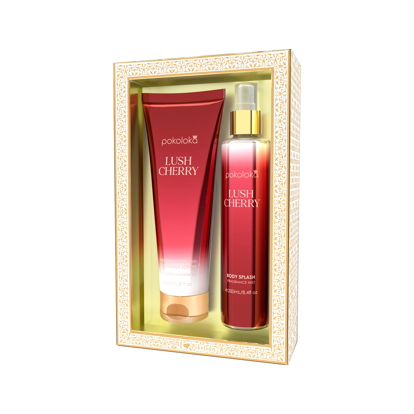 Pokoloka Kit Luxury Lush Cherry - Hidratante 240ML + Body Splash 250ML Feminino