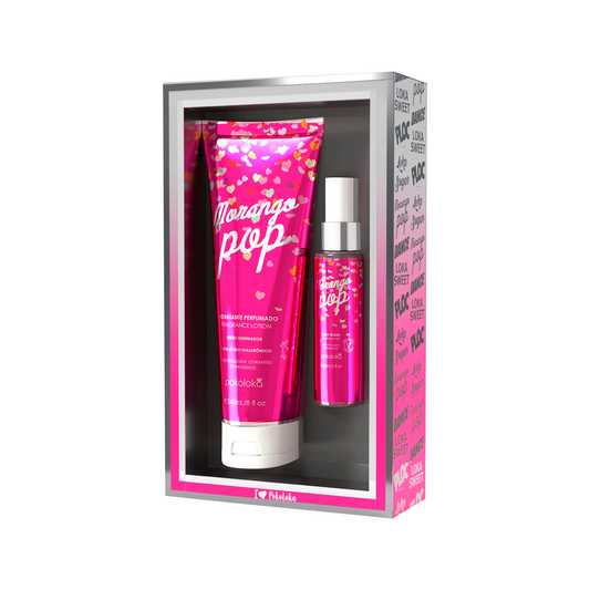 Pokoloka Kit Morango Pop Silver - Hidratante 240ML + Body Splash 60ML Feminino