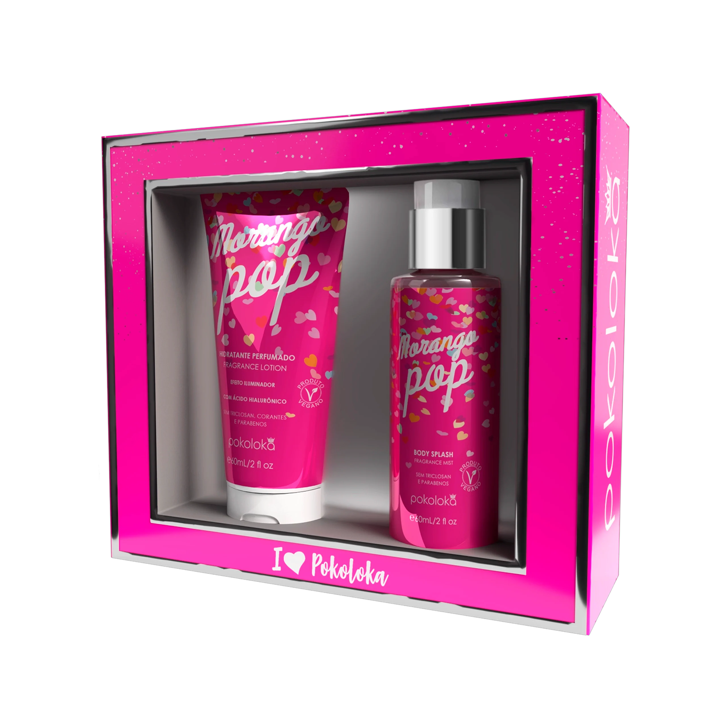 Pokoloka Kit Morango Pop Pokoteen - Hidratante 60ML + Body Splash 60ML Feminino
