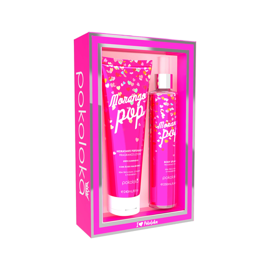 Pokoloka Kit Morango Pop Pokoteen - Hidratante 240ML + Body Splash 250ML Feminino