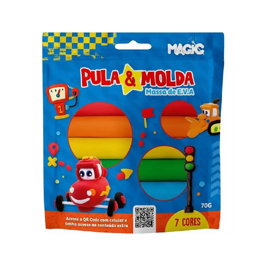 Magic Massa Pula Molda 7 Cores Sortidas - 70g - Carros