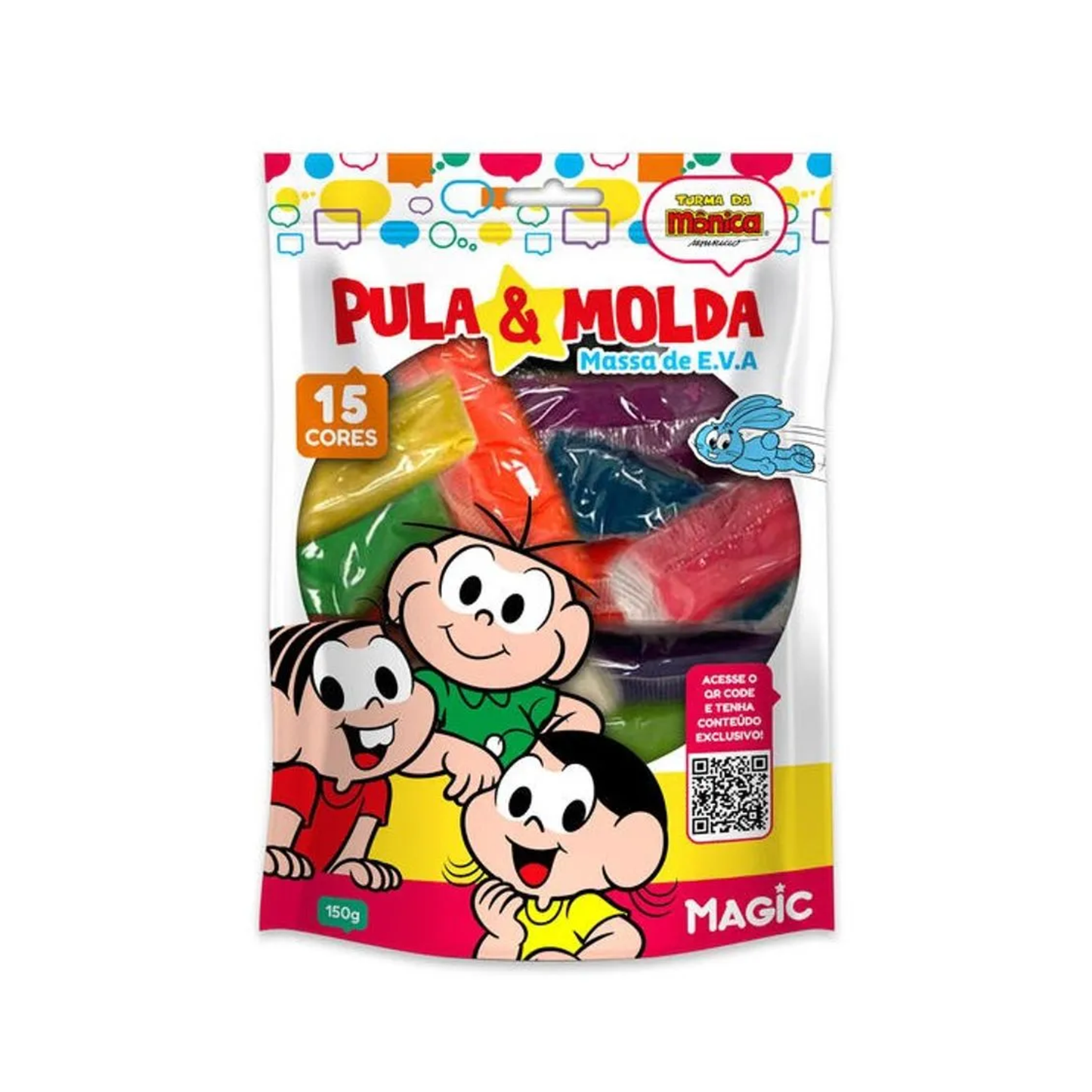 Magic Massa de EVA Pula e Molda 15 Cores e 150g Magic Kids Turma da Mônica