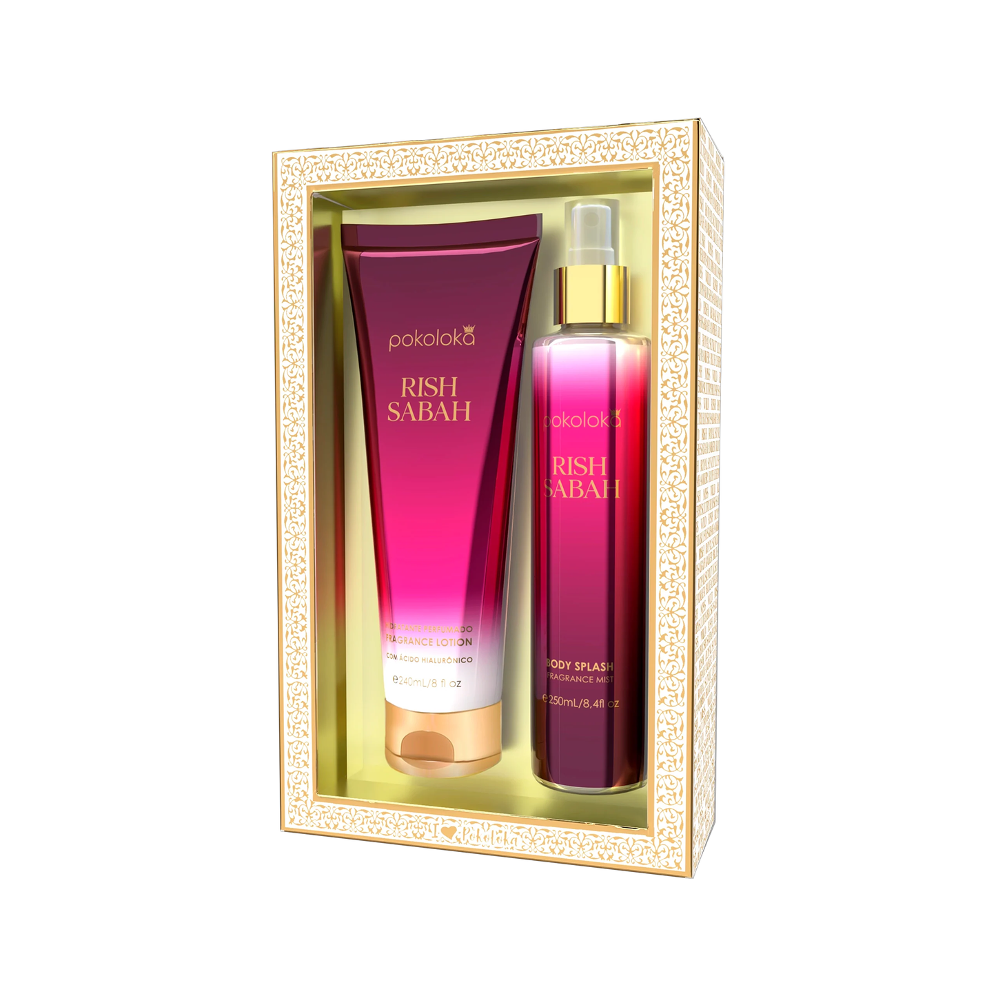 Pokoloka Kit Luxury Rish Sabah - Hidratante 240ML + Body Splash 250ML Feminino