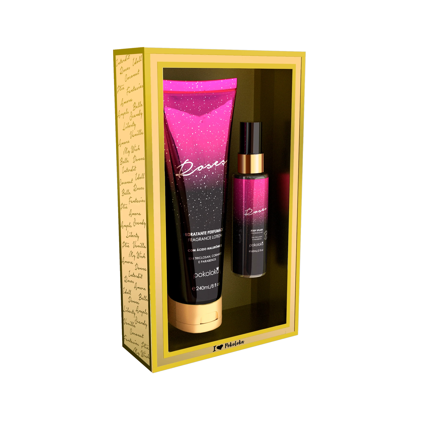Pokoloka Kit Roses Gold - Hidratante 240ML + Body Splash 60ML Feminino