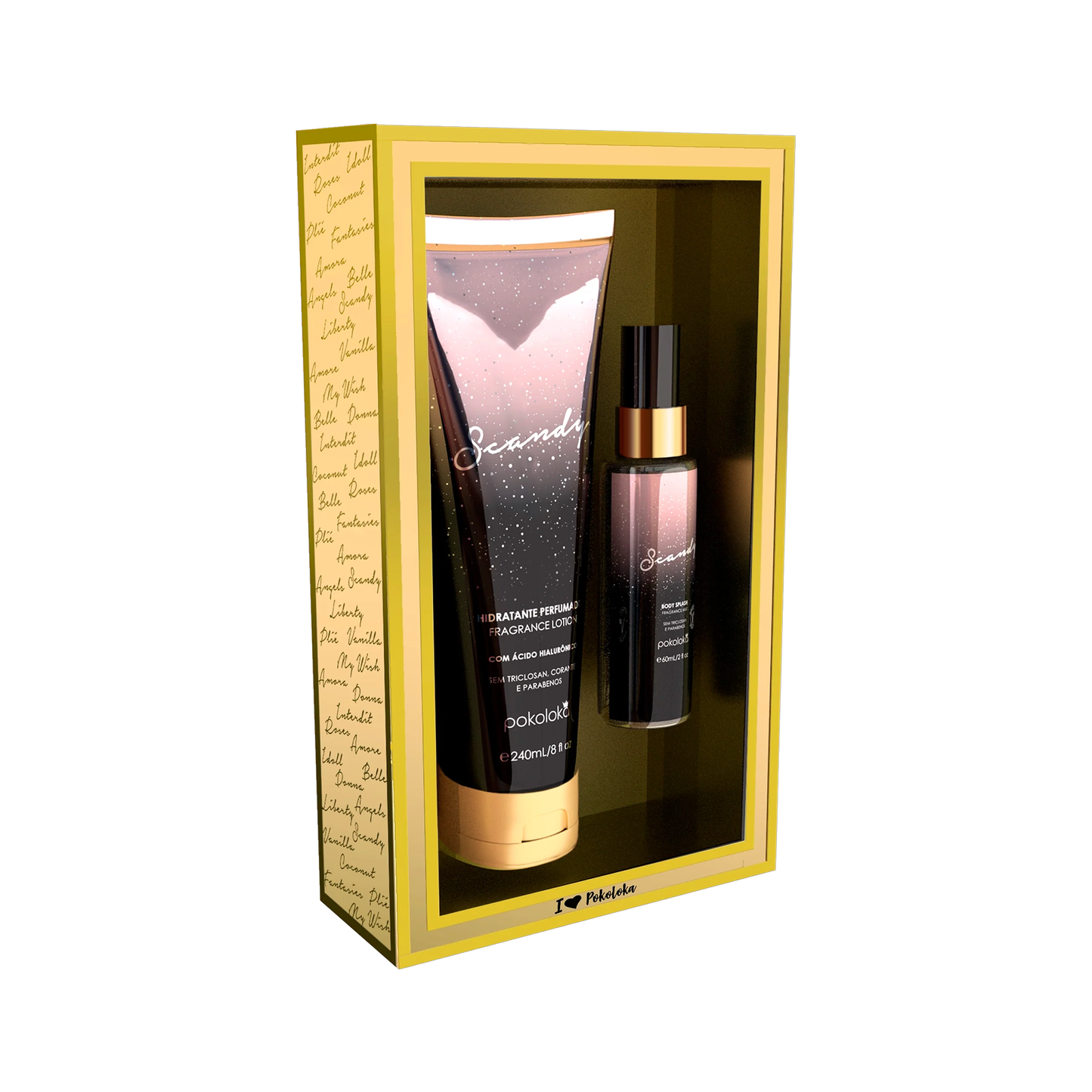 Pokoloka Kit Scandy Gold - Hidratante 240ML + Body Splash 60ML Feminino
