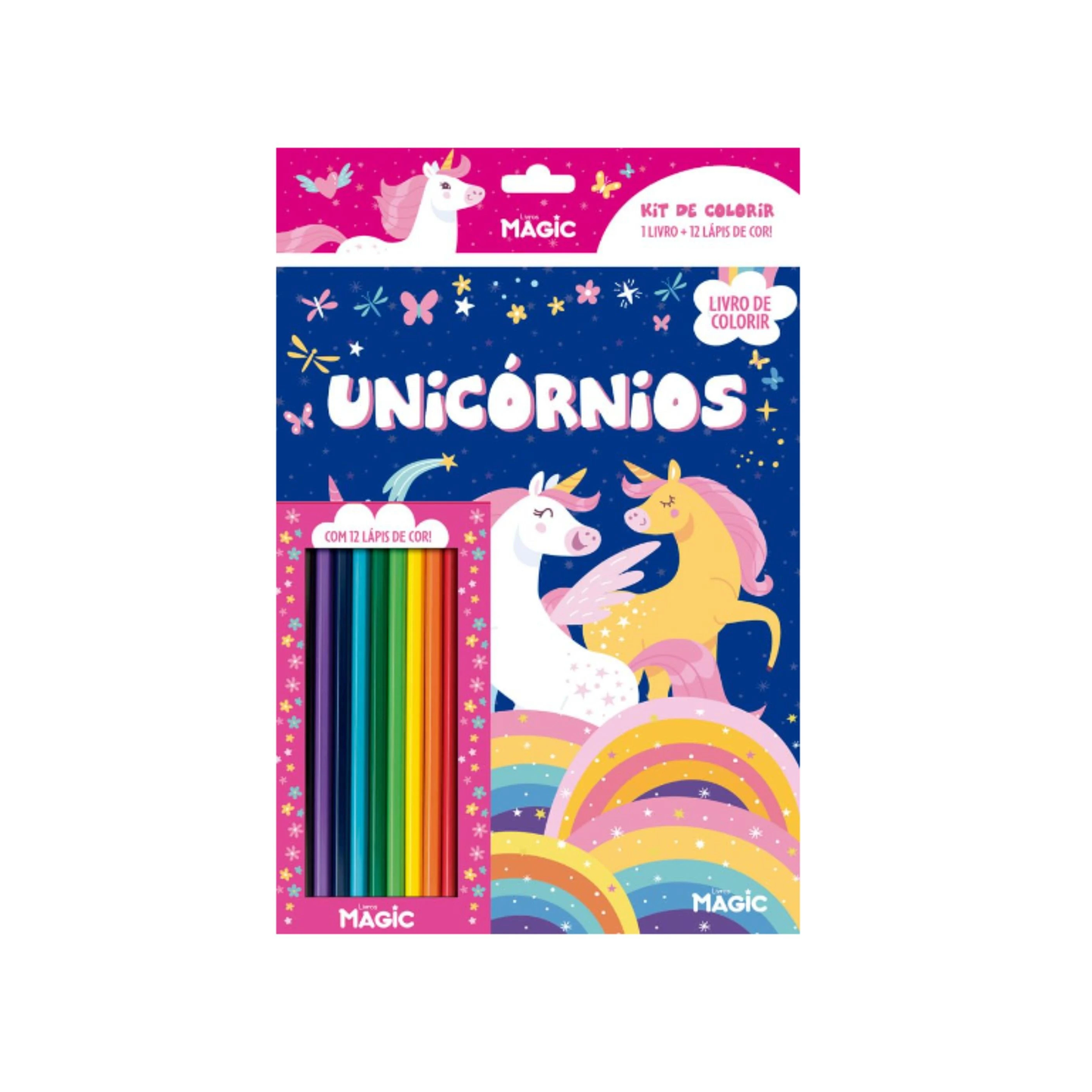 Magic Unicórnios - Kit de Colorir com 12 Lápis de Cor