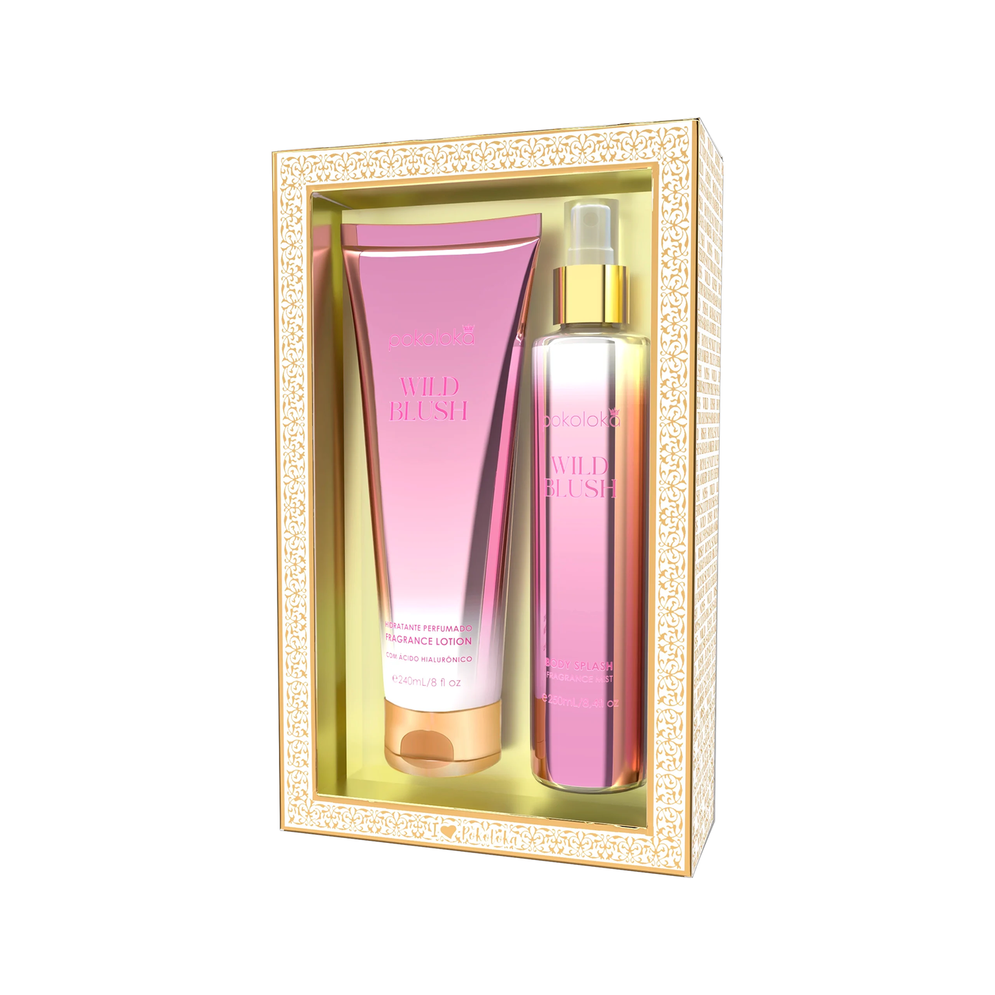 Pokoloka Kit Luxury Wild Blush - Hidratante 240ML + Body Splash 250ML Feminino